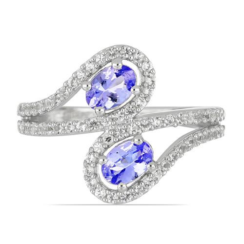 BUY STERLING SILVER NATURAL TANZANITE GEMSTONE STYLISH RING